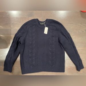 NWT navy cable knit Vince wool sweater, M 2XL